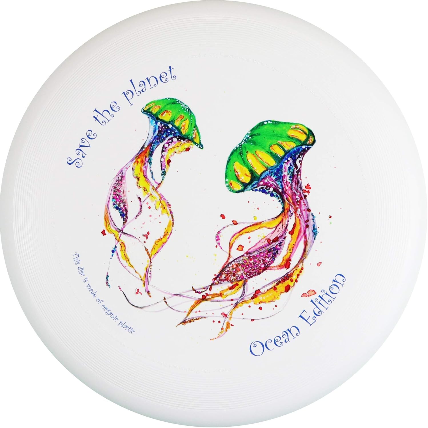 Eurodisc, 175 g Ultimate Frisbee, Disc Competition Throwing Disc, Organic Plastic, Stable Trajectory, Over 100 Metres, with Motif, Save The Planet Jellyfish, Ocean Edition
