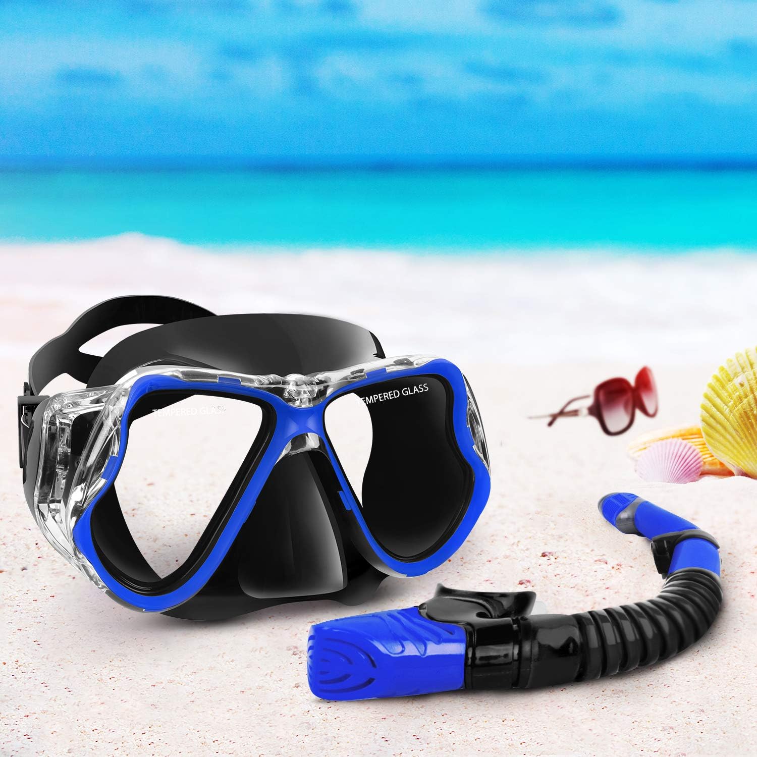 Greatever Dry Snorkel Set, Panoramic Wide View, Anti-Fog Scuba Diving Mask, Easy Breathing and Professional Snorkeling Gear for Adults : Sports & Outdoors