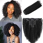 Lumiere Kinky Curly Clip In Hair Extensions For Black Women 3C 4A Clip Ins Seamless Curly Human Hair Clip In Extensions 8pcs With 20 Clips 120g Brazilian Remy Hair Natural Black Color 16 Inch