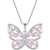 STARCHENIE Butterfly Necklaces for Women 925 Sterling Silver Birthstone Butterfly Jewelry Butterfly Pendant Necklace