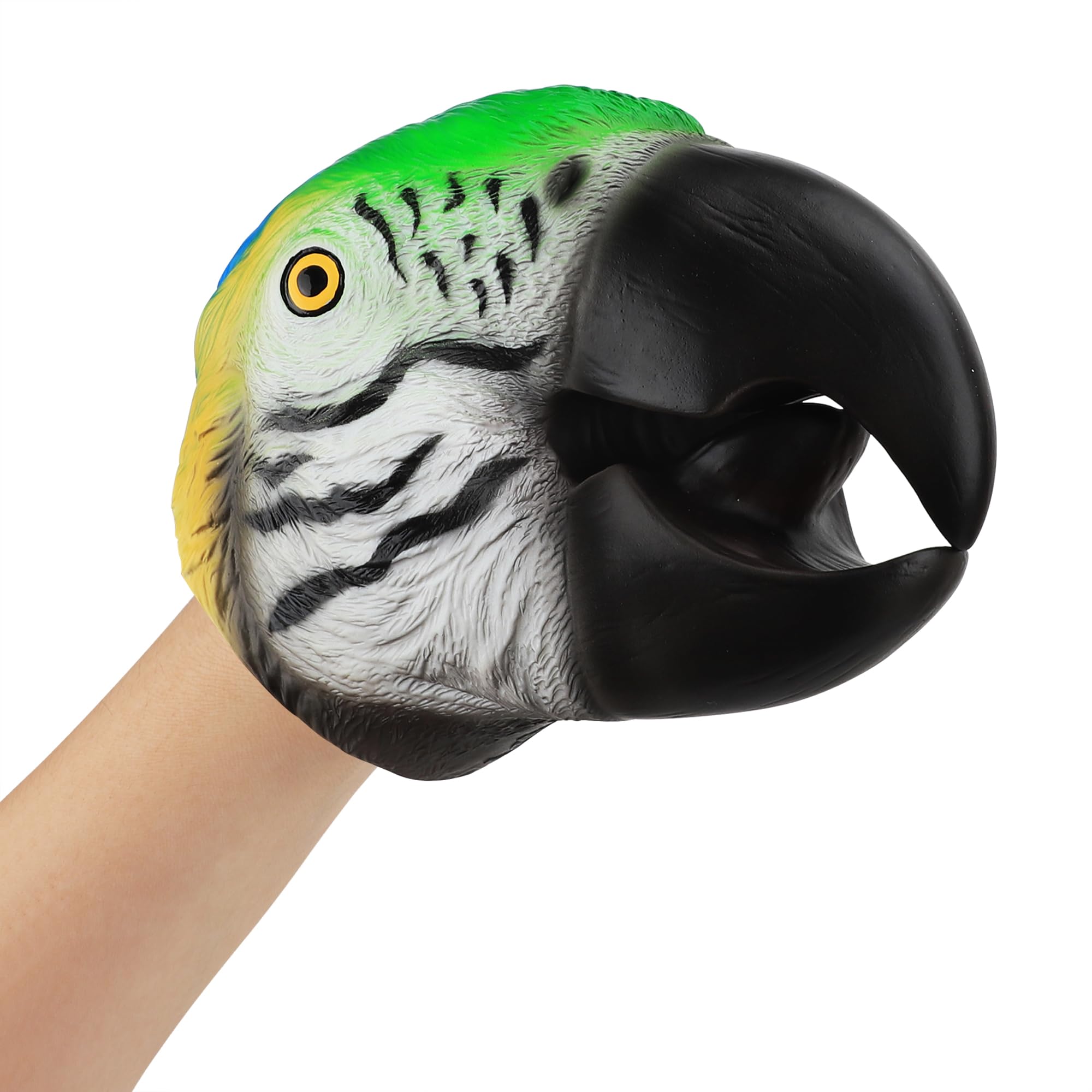 Funny Scarlet Macaw Hand Puppets Toys, 3D Realistic Colorful Parrots Bird Animal Head Hand Puppets with Movable Open Mouths, Halloween Christmas Party Decorations Supplies Prank Props