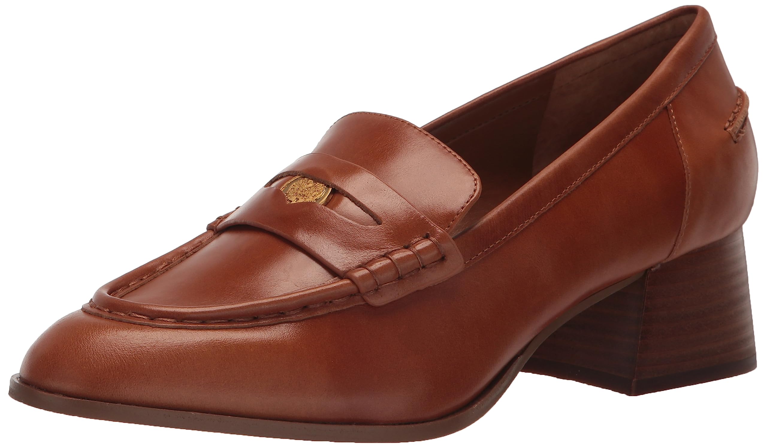 Vince Camuto Women’s Carissla Block Heel Loafer Flat, Golden Walnut, 11