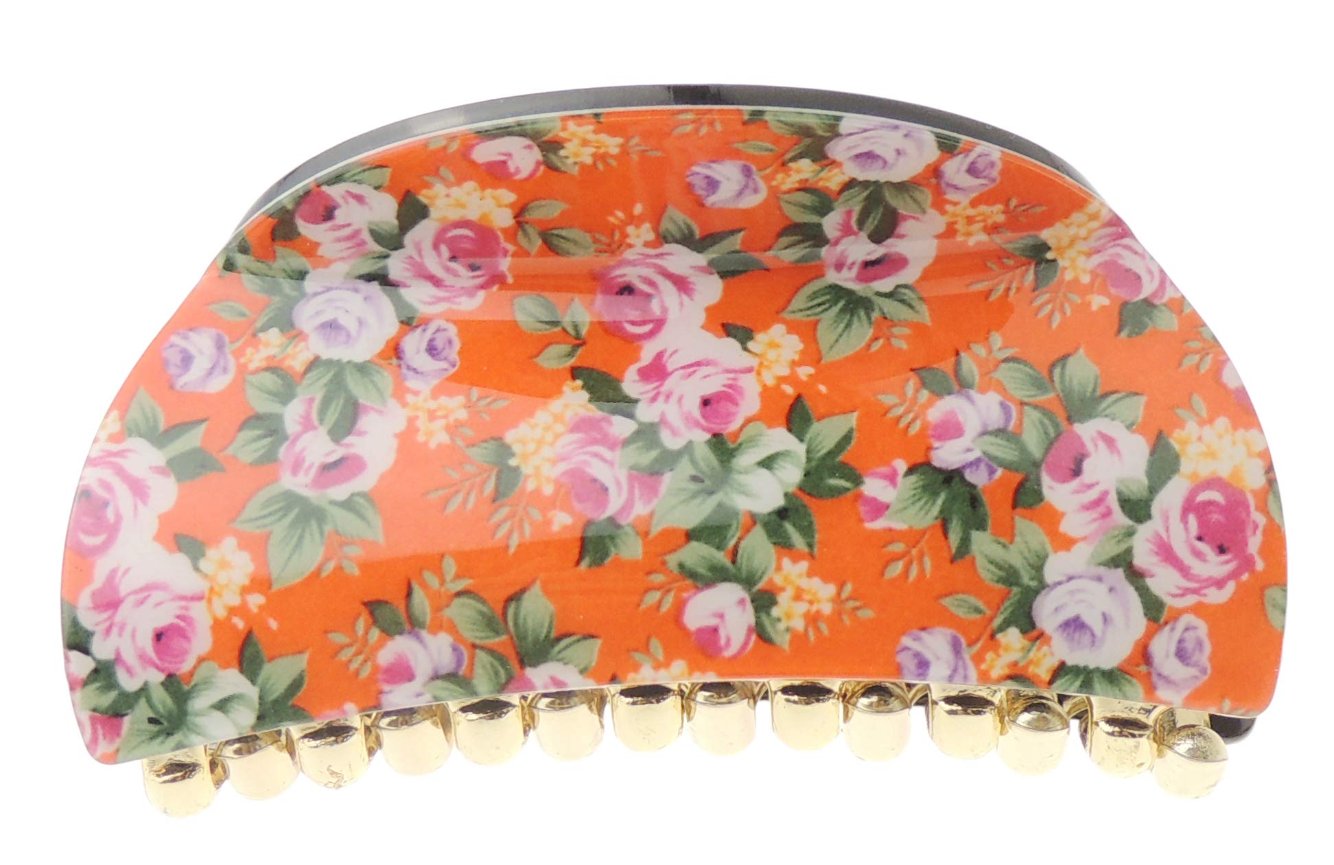 Women Girls Wave Jaw Clip Octopus Clamp Grip Bridal Wedding Party Styling Fine Thin Hair Accessories Butterfly claw Roses Floral Flowers Print (Red)