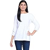 Ali Miles womens Textured Knit Pull on Round Neckline Three Quarters Sleeves Front Patch Pocket With Button