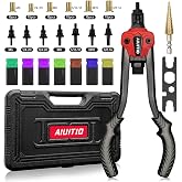 AIUITIO Rivet Nut Tool with a Step Drill Bit &amp; 90 Rivnuts, 13" Heavy Duty Rivnut Tool Kit with 7 SAE &amp; Metric Mandrels, Threaded Insert Hand Riveter with Rugged Carrying Case