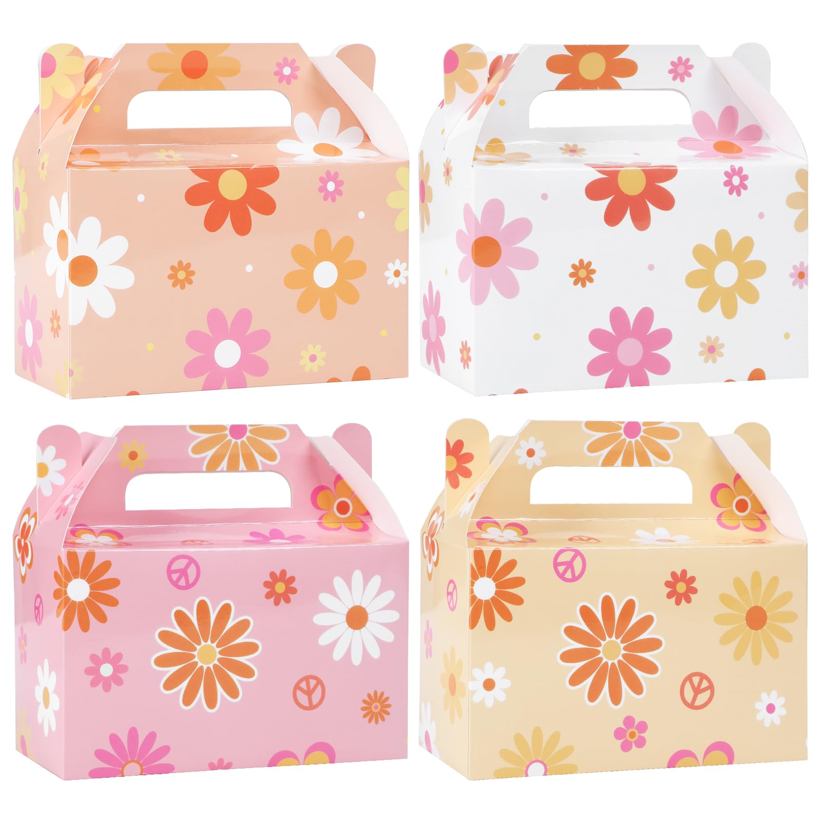 Photo 1 of 24 Pcs Daisy Flower Treat Boxes Party Supplies Hippie Daisy Flower Summer Party Favors Goodie Gift Boxes for Girls Birthday Baby Shower Wedding Party Decorations Retro Hippie Boho Treat Candy Box Home