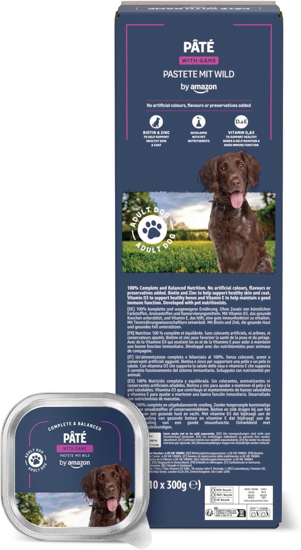 by Amazon Wet Dog Food Paté with Game 300g Pack of 10