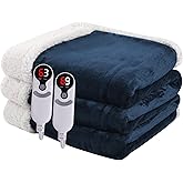 Heated Blanket Electric Blanket Queen Size 84''x90'' with 9 Heating Levels, 1-10 Hour Auto Shut Off, Machine Washable, Dual Controller Soft Warming Blanket for Couch, Bed, Office - Navy