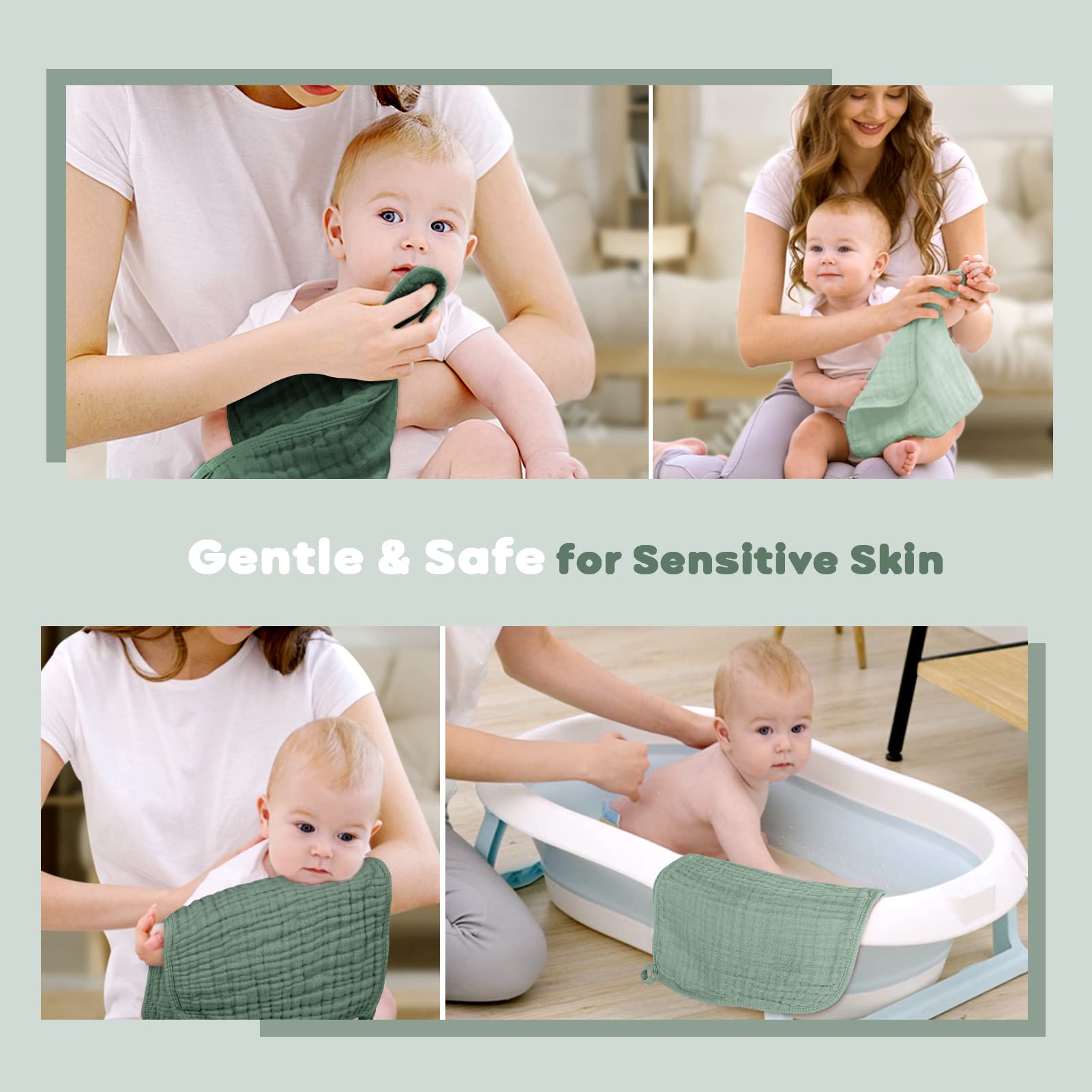 Yoofoss Muslin Burp Cloths for Baby 10 Pack 100 Cotton Baby Washcloths