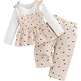 Ichigobaby Baby Toddler Girl Clothes Long Sleeve Shirt Tops Wide Leg Pants Little Girl Kids Clothes 2 Piece Fall Outfits