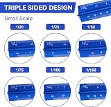 SZXMDKH 30cm Triangular Scale Ruler Metal 6 Scales Architect Engineer Blue view 2