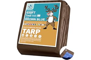 STARPYNG - Multifunctional Waterproof tarpaulin-7mil，Waterproof, UV Resistant, Rip and Tear Proof, Poly Tarpaulin with Reinforced Edges for Roof (Brown/Blue, 6x8feet)