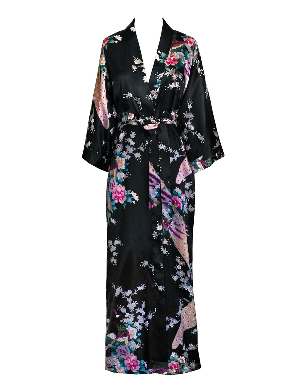 KIM+ONO Women's Kimono Long Robe - Peacock & Blossoms