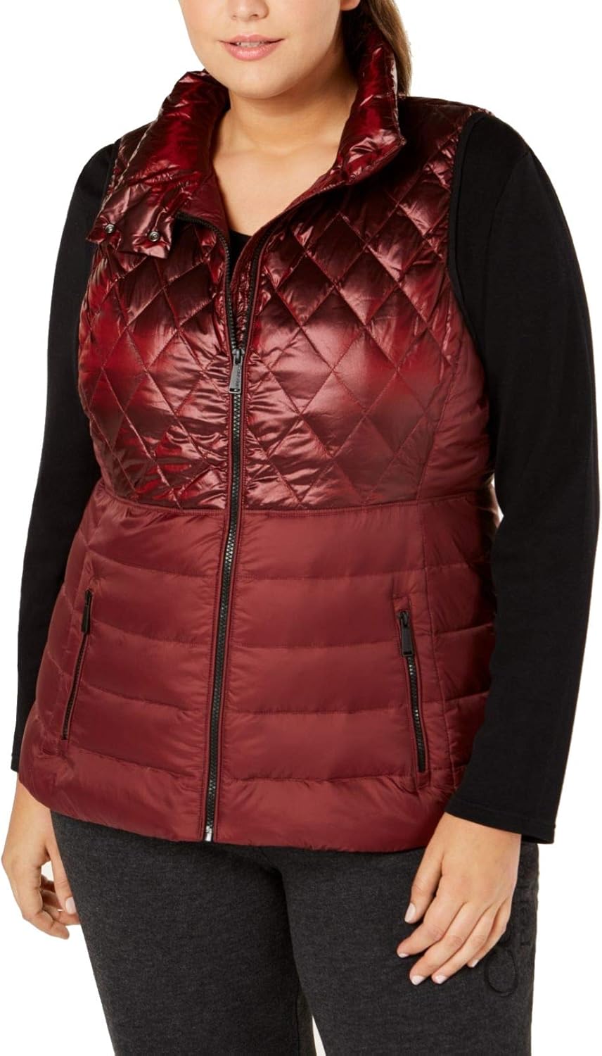 CALVIN KLEIN Women's Performance Plus Size Quilted Puffer Vest Jacket