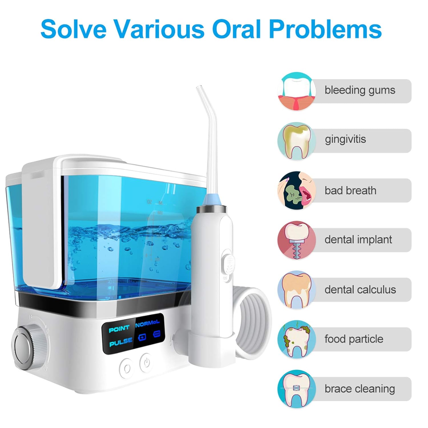 YOUNGDO Upgrade Oral Irrigator Teeth Cleaner Oral Irrigator with 4 Jet Tips, Dental Flosses - 600ML, IPX7 Waterproof, Stepless Adjustment, USB Rechargeable Dental Flossers for Teeth: Beauty
