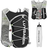 Azarxis Hiking Hydration Pack 5L Running Backpack Daypack Vest with 2L Water Bladder for Women Men Cycling Biking Trail Race (#01 Black with a 500ml Water Bottle)