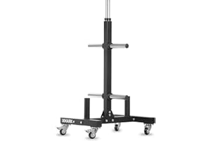 XMark Commercial Olympic Weight Plate Tree or Bumper Plate Tree, 750 lb Capacity, with Two Bar Holders and Transport Wheels