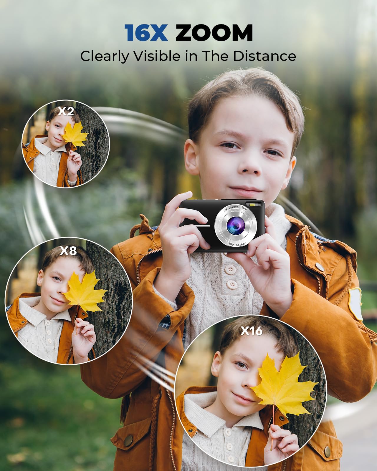 Digital Camera,Kids Camera with 32GB Card,Nsoela FHD 1080P 44MP Compact Vlogging Camera,Point and Shoot Camera 16X Digital Zoom, Portable Mini Kids Camera for Teens Students (Black)