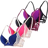 YooMee Push Up Bra for Women,Lace Bras with Underwire Cups,Comfort Padded T-Shirt Bra Add One Cup