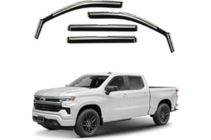 GrandWheel Co Smoke Tinted in Channel Side Window Vent Visor Deflectors Rain Guards Compatible with Chevrolet (Chevy) Silverado GM BLACK For Chevrolet Silverado 19-22