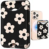 Shorogyt Compatible with Magsafe Wallet Magnetic Card Holder - Black Flower Phone Wallets for Women Teen Girls Cute for iPhone 17/16/15/14/13/12 Series Slim for Apple Mag RFID Magnet, Fit 3 Cards
