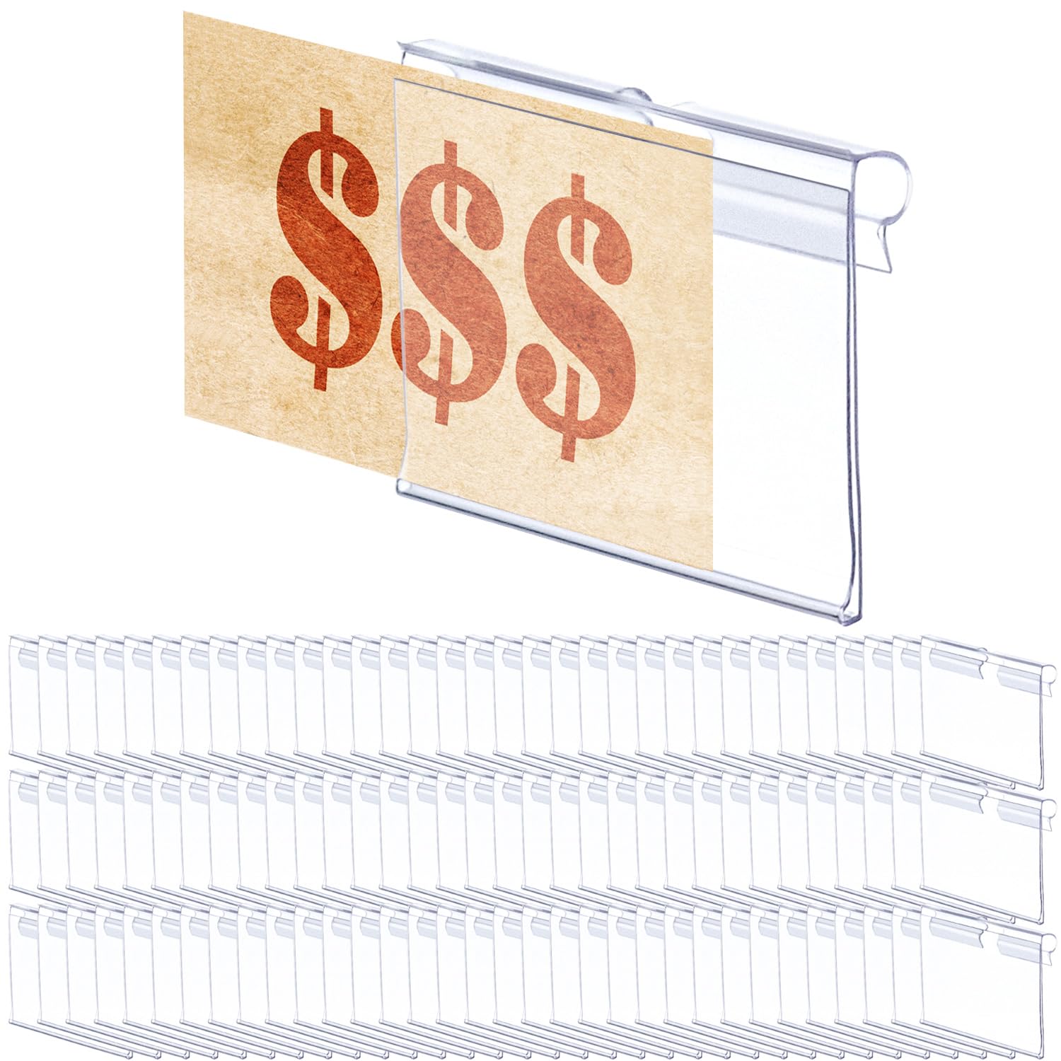QWORK® 100PCS Clear Plastic Label Holders for Supermarket and Store Price Display (6 x 4 cm I 2.4" x 1.6")