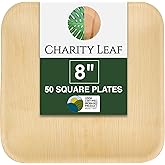 Charity Leaf 8" Square Palm Leaf Plates (50-pack) | Eco-friendly, Heavy Duty | For Parties, Weddings, BBQs & Catering