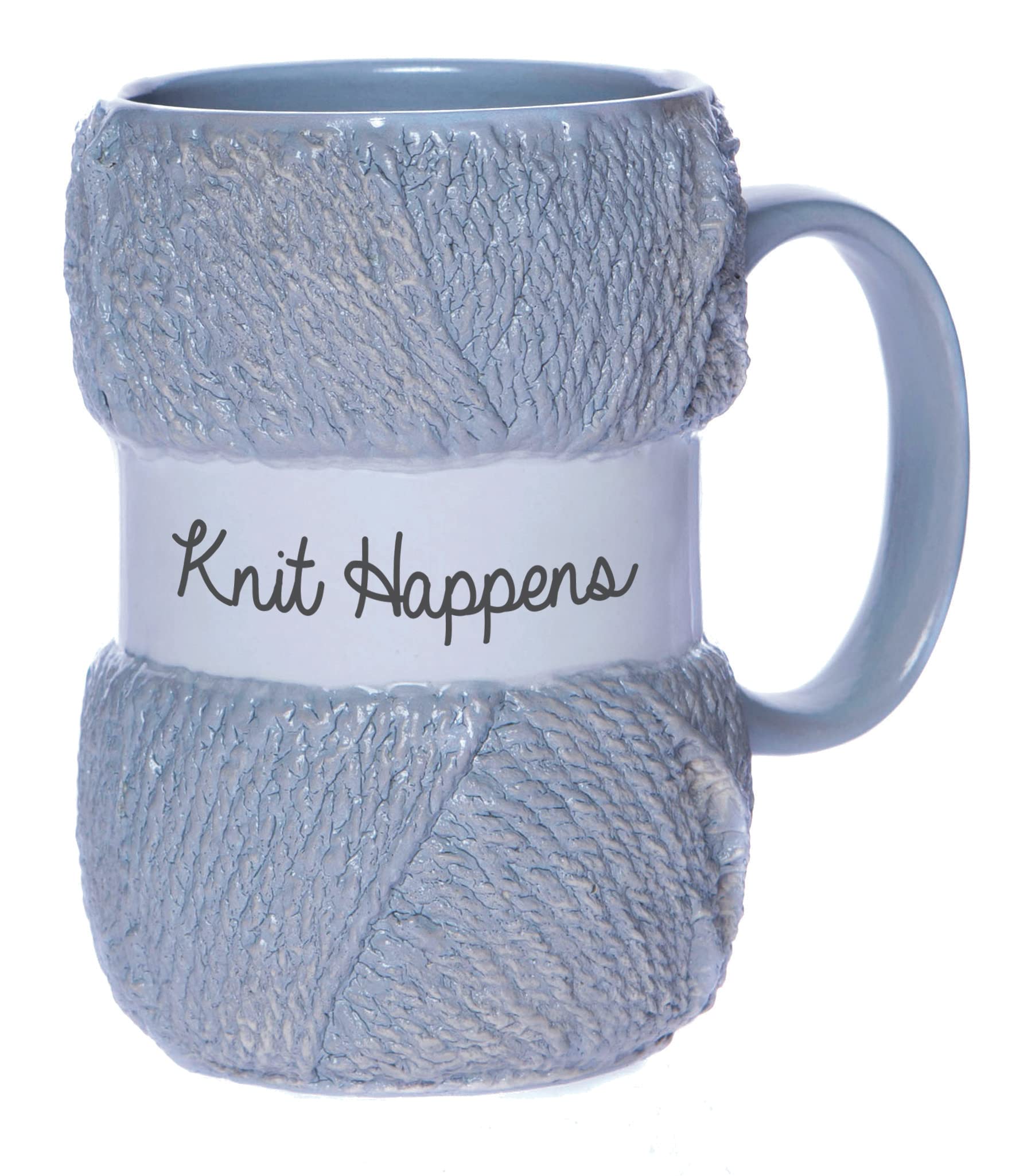 Boxer Gifts Novelty Knitting Gift Mug – Knit Happens - For Women Or Man - Mugs Hold 12oz of Tea or Coffee - Cool Knit Accessories, Grey