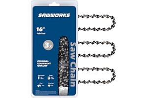 SawWorks 3-Pack 16 Inch Chainsaw Chain, 325" Pitch .050" Gauge 62 Drive Links Fits 23RS-62 Stihl MS250, MS251, 36900020062 an