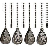 4 Pack Bronzed Ceiling Fan Pull Chain Extension, 12'' Decor Light Fans Icon | Classic Drop Shaped Pendant Pull Chains for Ceiling Fans and Lights, Fan Pulls Extenders with Connector (2 light and 2 fan)