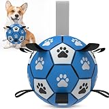HETOO Interactive Dog Football Toy with Webbing 6 Inch Blue Gray
