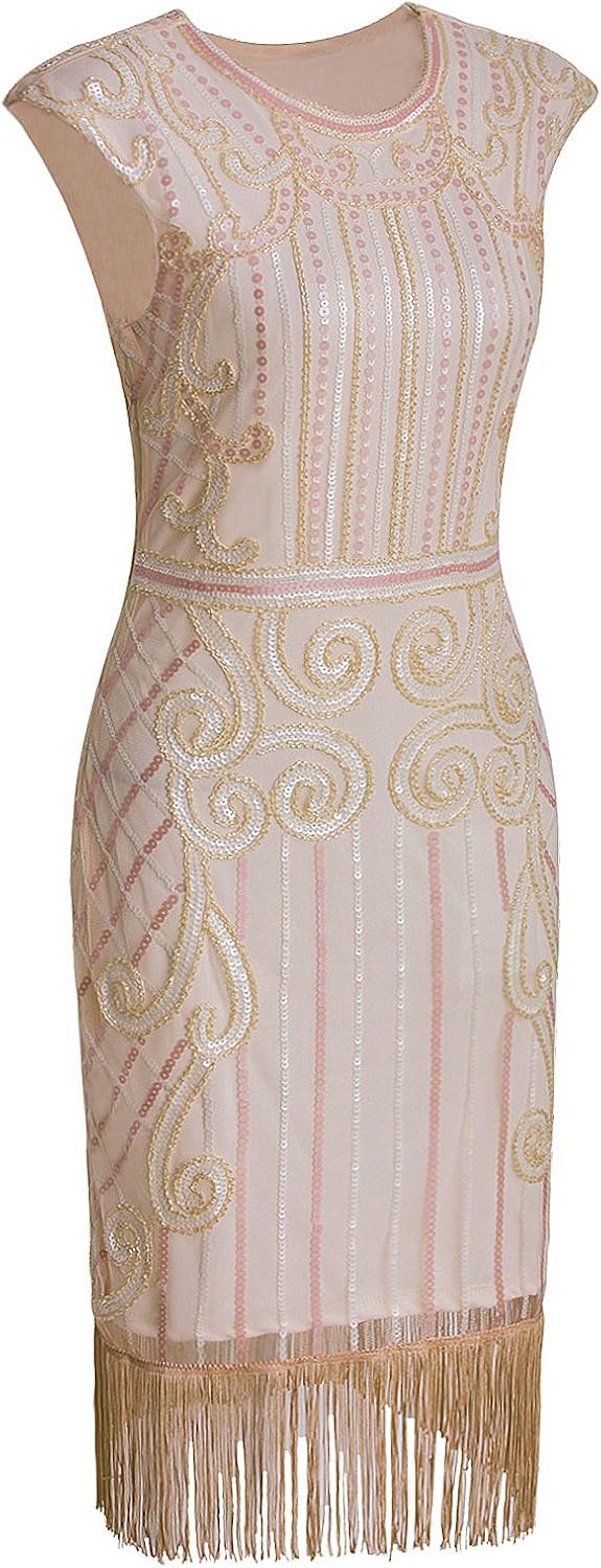 silver sequin embellished fringe dress