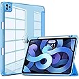 DTTOCASE for iPad Pro 11 Inch 4th/3rd/2nd/1st Generation Case, iPad Air 11-inch / 5th / 4th Generation Case with Clear Back,Pencil Holder,Auto Sleep/Wake,Camera Protection,Azure