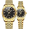 MASTOP Couple Watches Swiss Brand Golden Watch Men Women Stainless Steel Waterproof Quartz Watch…