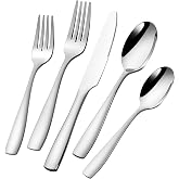 40 Piece Silverware Set for 8, 18/10 Stainless Steel Heavy Flatware Set | Daily Silverware Sets Dishwasher Safe, Forged Mirror Polished Kitchen Cutlery Set Forks Spoons Knives Modern for Housewarming