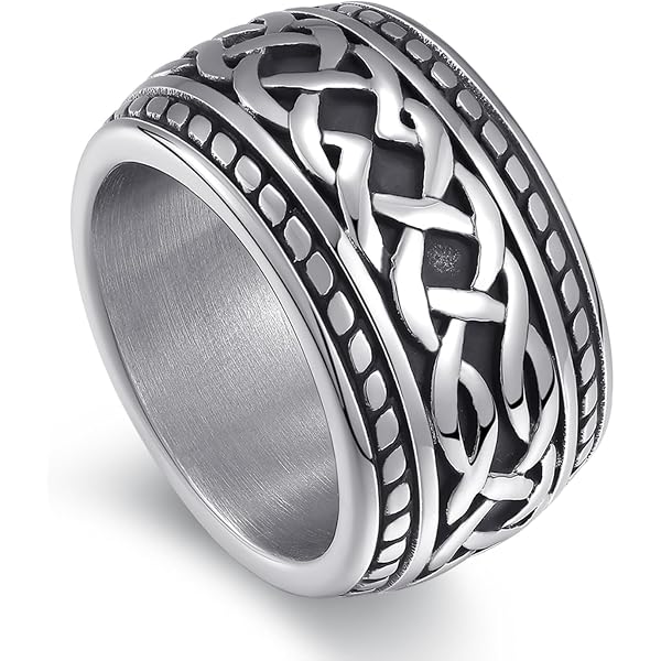 HZMAN Vintage Punk Braided Ring – Stainless Steel Woven Plaited Band For Men & Women, Hypoallergenic, Gift Bag - View #5