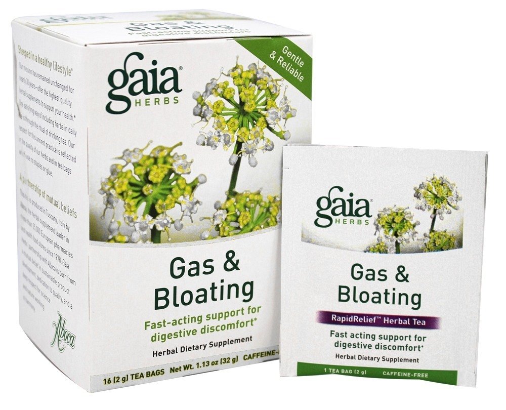 Amazon Com Gaia Herbs Tea Gas And Bloating 16 Count Herbal Supplements Grocery Gourmet Food