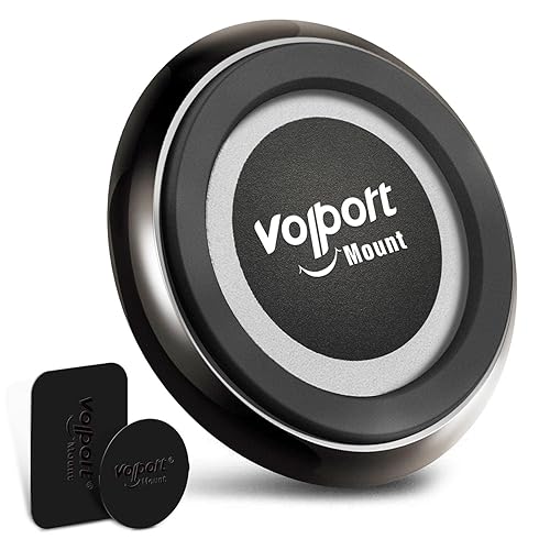 volport Magnetic Phone Holder for Dashboard, Extra Strong Mini Slim Dash Cell Phone Magnet Car Mount with 3M Sticky Adhesive Metal Plates for iPhone 16 15 14 13 12 Pro Max Mini Plus Samsung and More