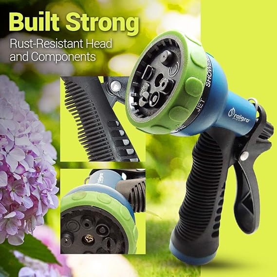 Amazon.com : Raigro 8-Pattern Pull-Trigger Lawn and Garden Hose Spray Nozzle with Adjustable Flow : Garden & Outdoor