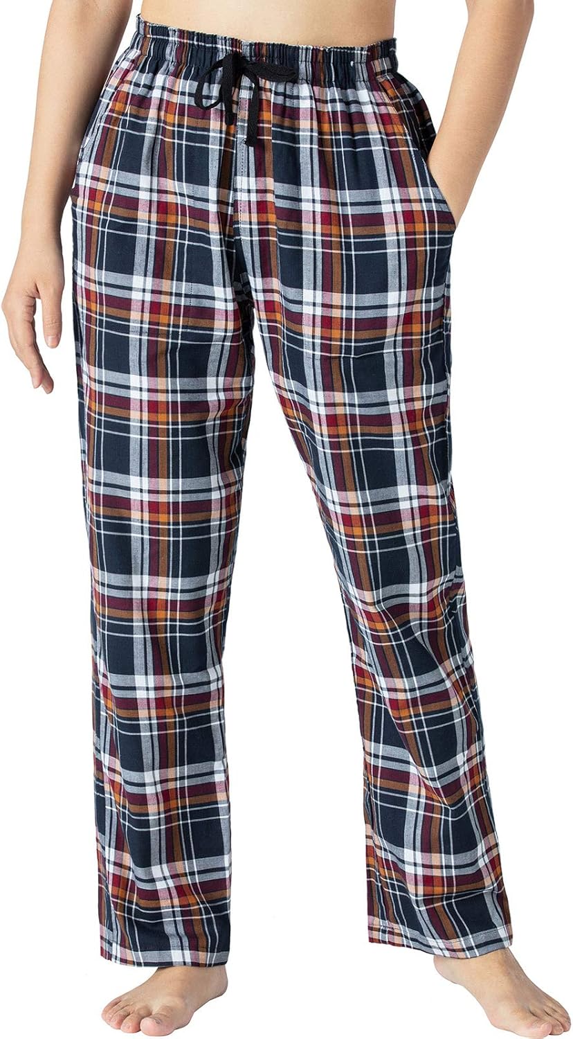 AIRIKE Women's Fleece Lounge Pajama Pants Soft Plaid Woven Sleep Pants Cotton PJ Bottoms with Pockets and Drawstring at  Women’s Clothing store