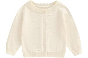 FAITHTUR Infant Baby Girl Cardigan Sweater Long Sleeve Button Up Knit Sweatshirt Jacket Toddler Baby Girl Fall Outfits