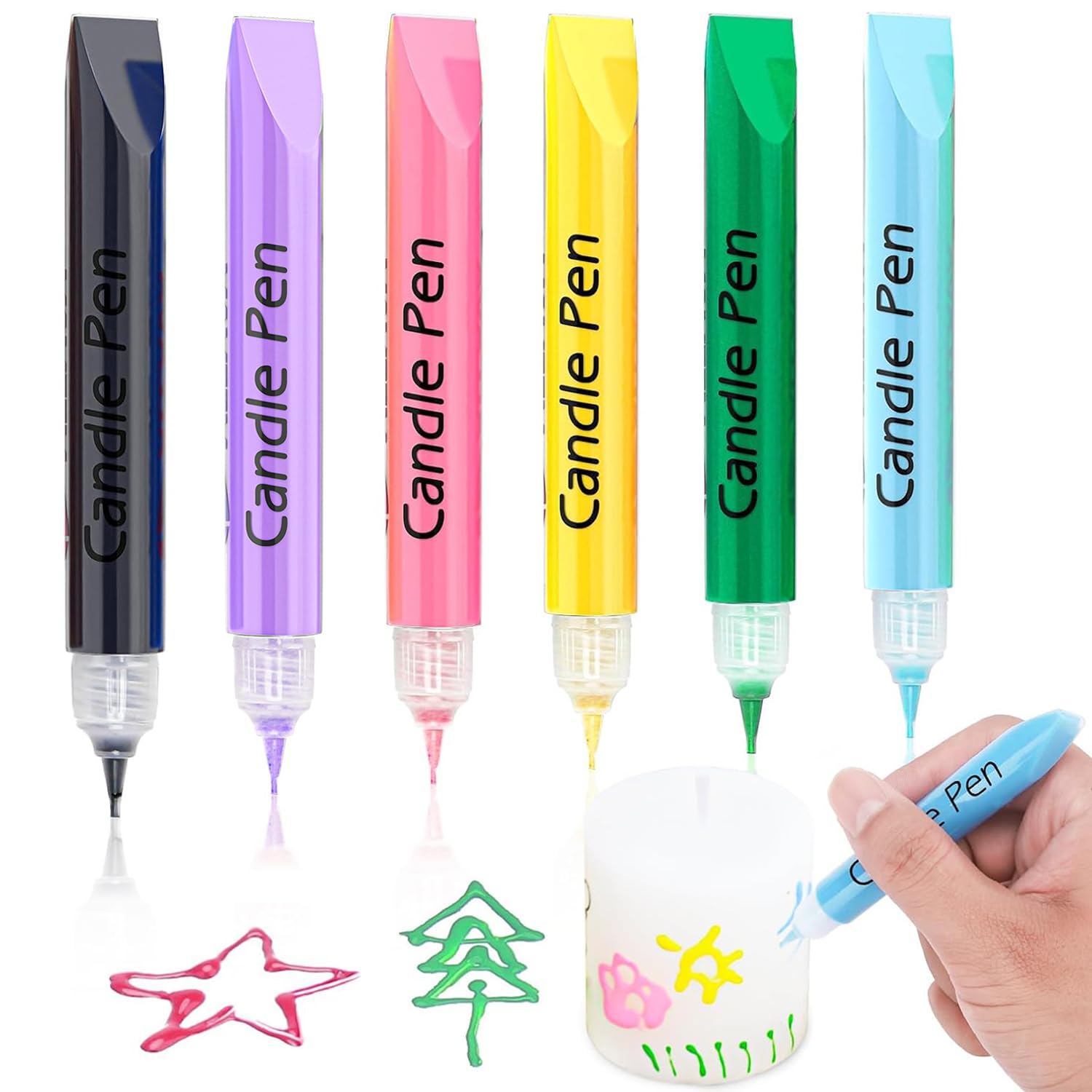 Bolosa Candle Pens for Candle Painting, Wax Pens for Candles Decorating and Painting DIY (6 Colours)