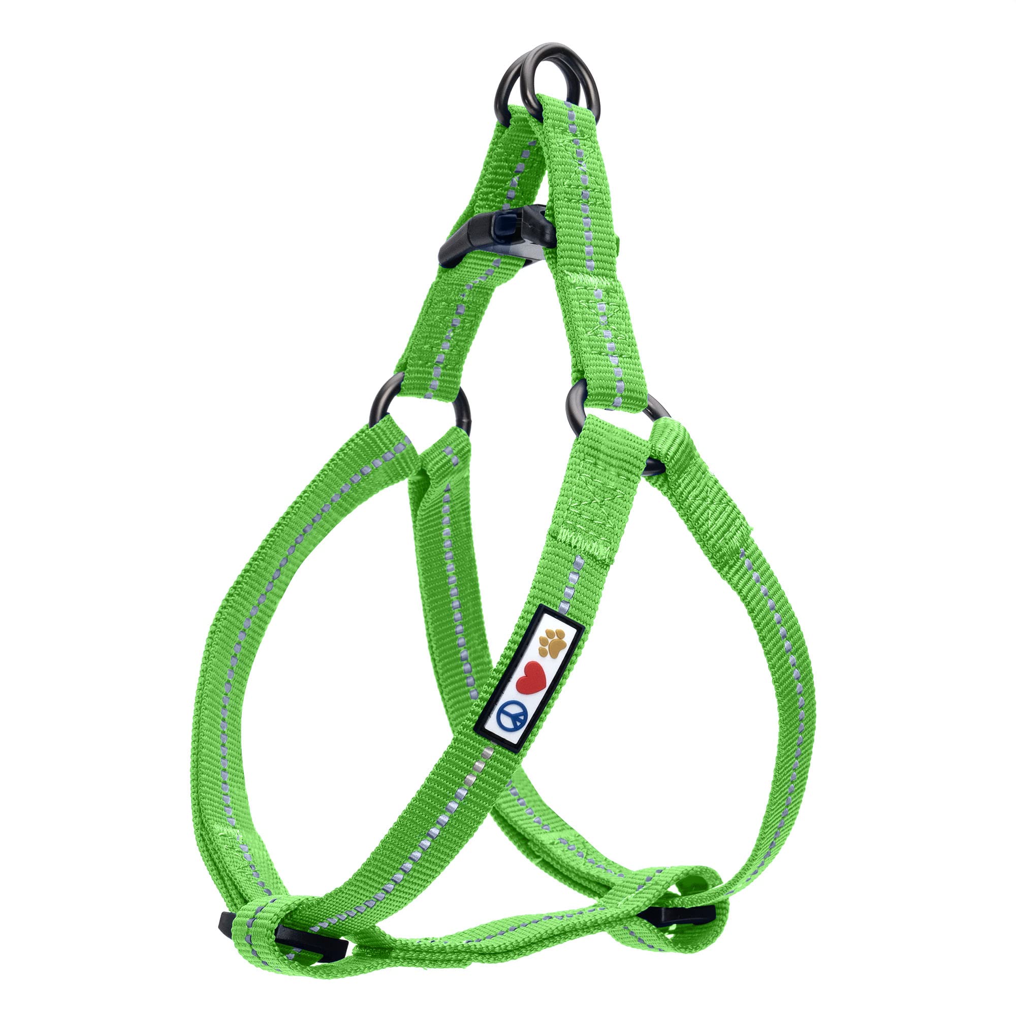 Pawtitas Medium Dog Harness - Reflective, Adjustable, Recycled M Green