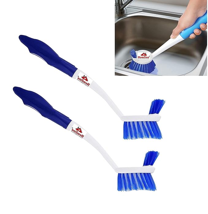 Homfine Pack of 2 Double Sided Handy Round Sink Cleaning Brush for