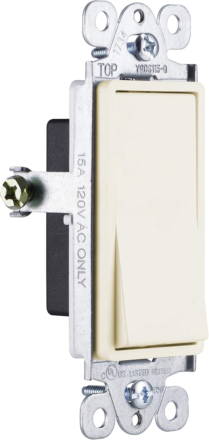 GE Grounding Paddle Rocker Switch, Single Pole, In Wall On/Off Power Switch Replacement for Ceiling Fans & Lights, 15 Amp, Great for Home, Office & Kitchen, UL Listed, White, 50726 - Wall Light Switches - 