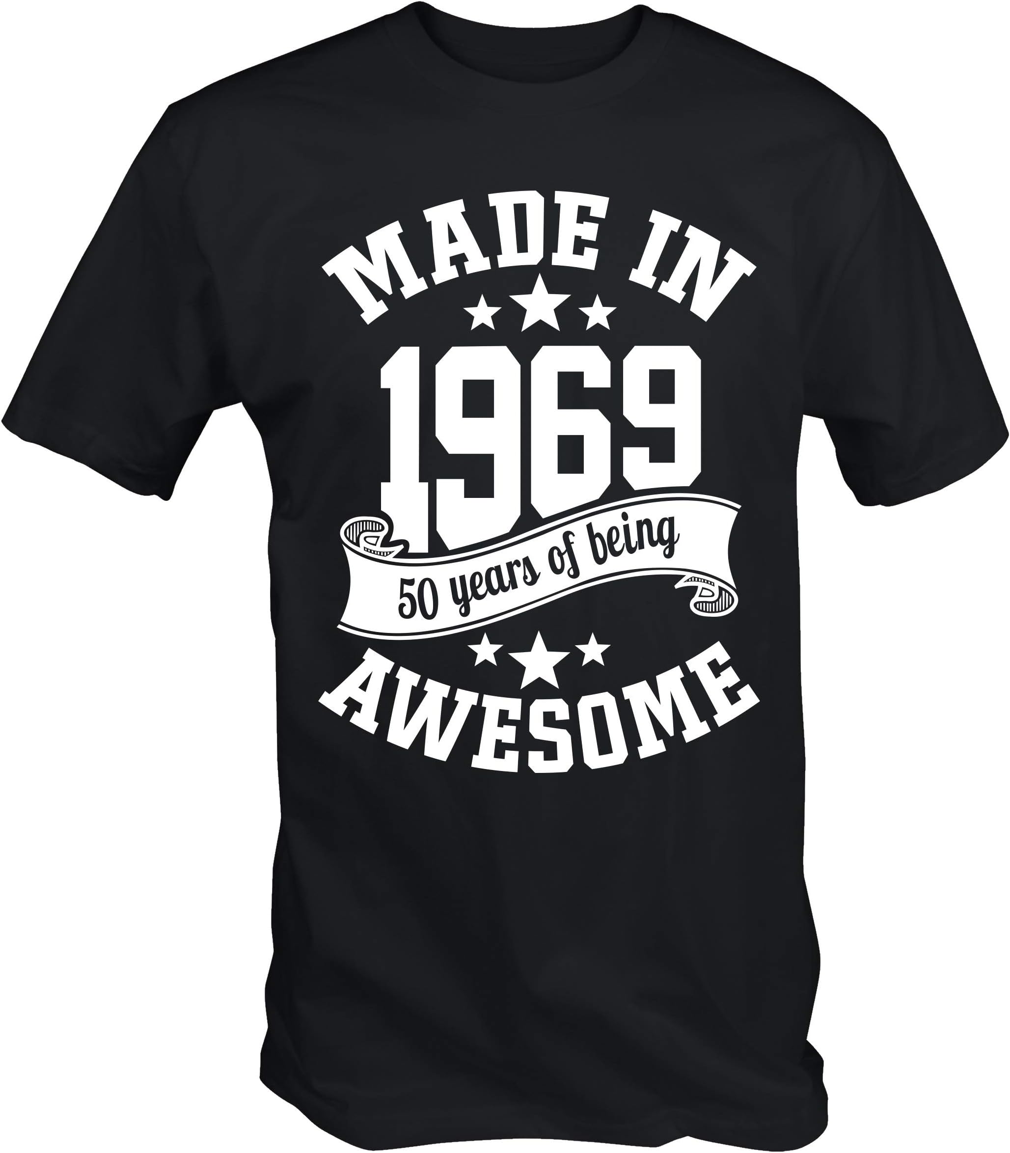 6TN Mens Made in 1969 50 Years of Being Awesome 50th Birthday T Shirt