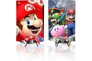 Heiko PS-5 Skins Console Disc Version Compatible with Playstation 5 Console/Controller Skin Stickers, Bubble-Free Waterproof Protection, Third-Party PS5 Accessories (Mario)