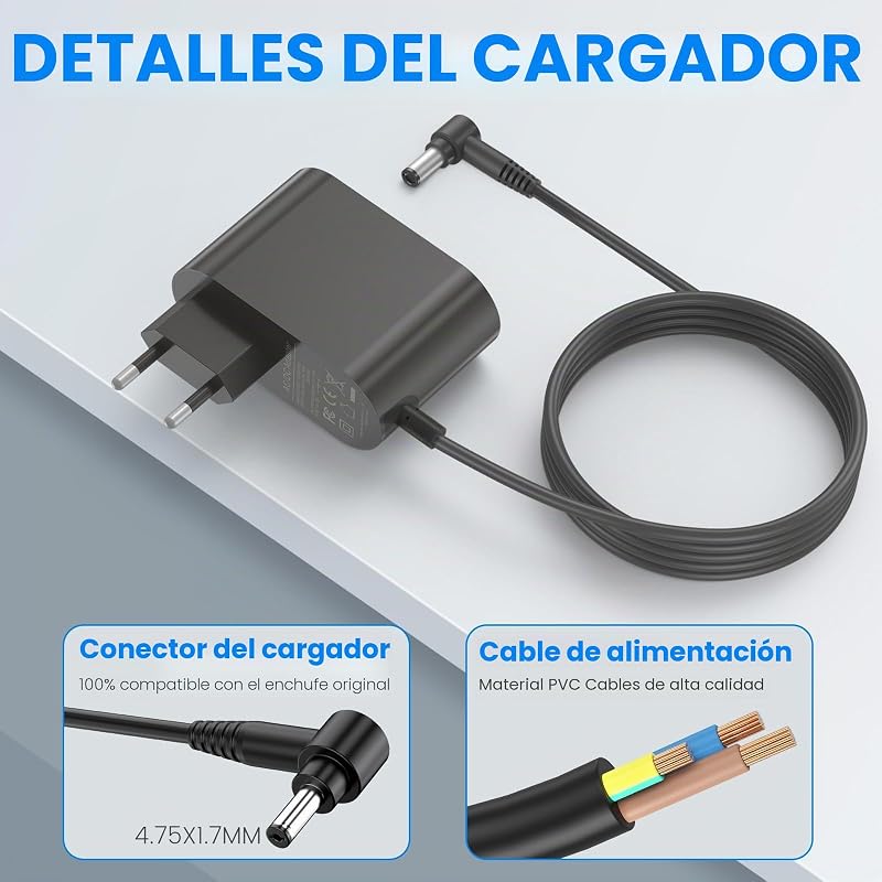 Batería para Dyson V11, 25,2 V, 3900 mAh, ion de litio, batería de repuesto para Dyson V11 (tipo botón) V15 SV15 SV16 SV22 con cargador aspirador de varilla (no para modelos de tornillo) con 1