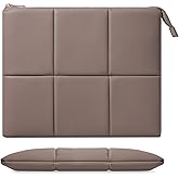 MoKo 9-11 Inch Puffy Tablet Sleeve Bag Fit with New 11-inch iPad Pro M4/iPad Air M2, iPad 10th Gen 10.9, iPad Pro 11, iPad Air 4/5th Gen 10.9, Built-in Elastic Band, PU Leather Carrying Case, Coffee