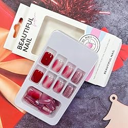 RIICFDD Red Press on Nails Short Square Shape Fake